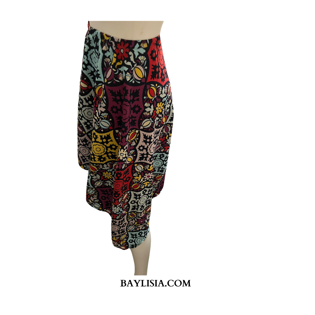 Asymmetrical Cut Floral Skirt