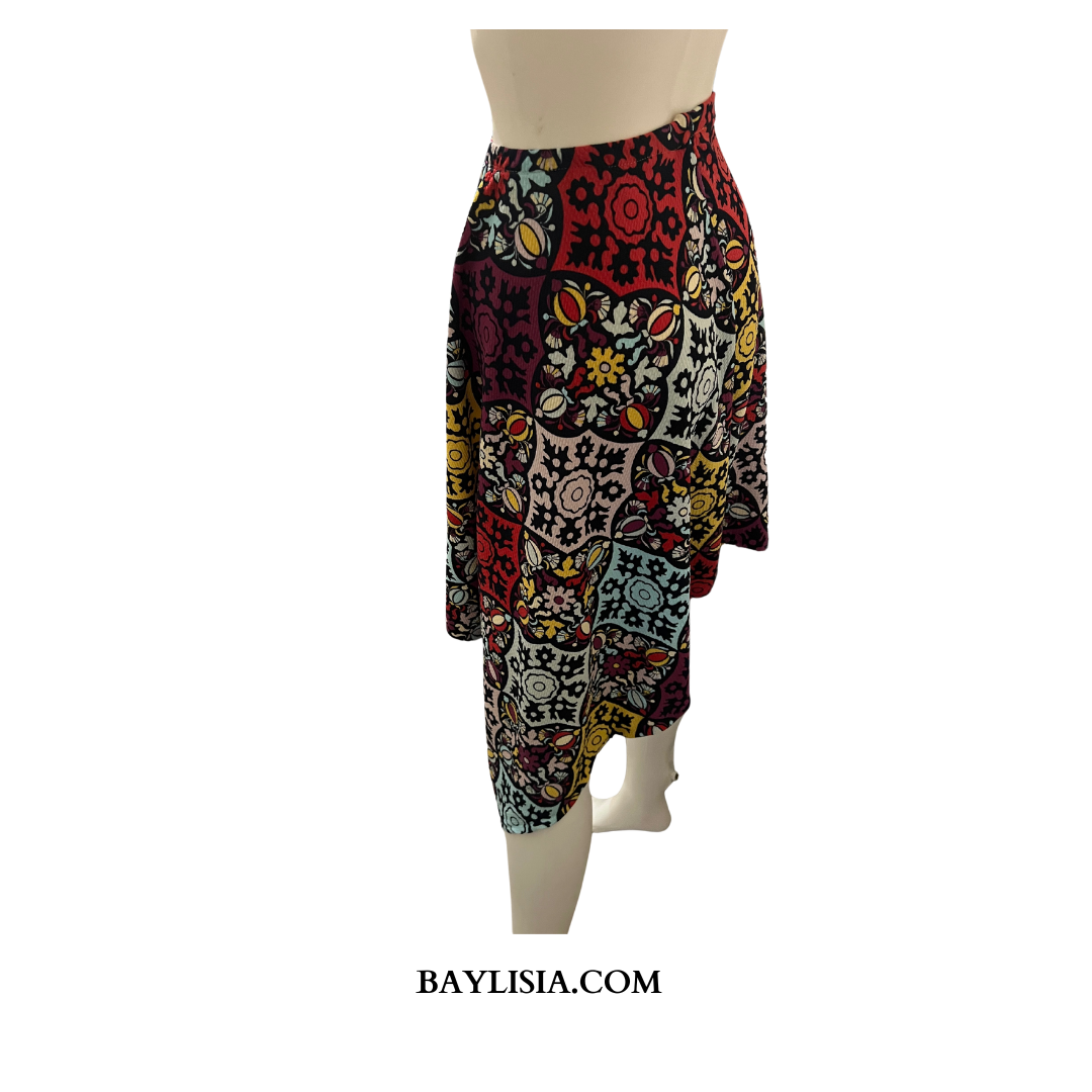 Asymmetrical Cut Floral Skirt