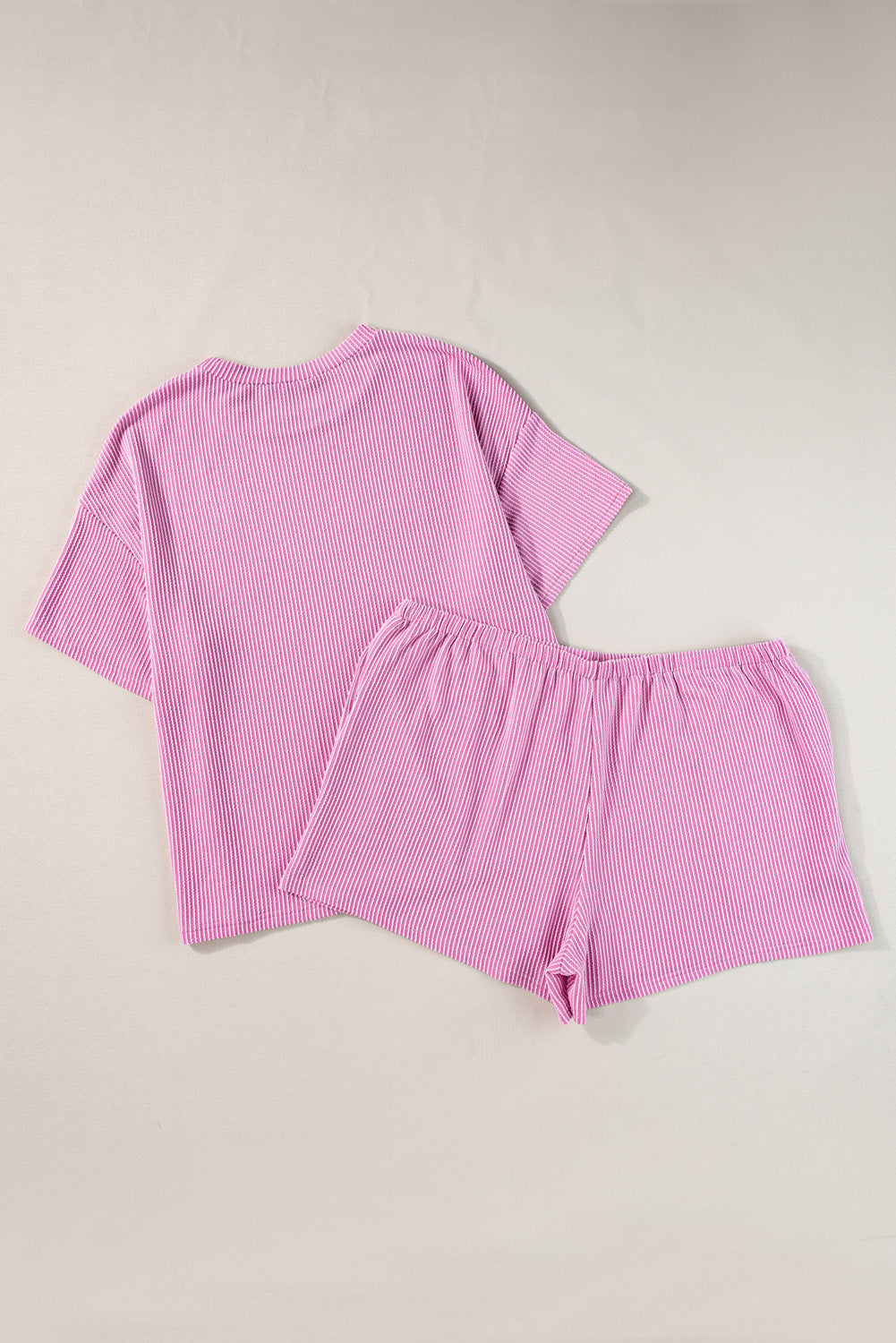 Phalaenopsis Ribbed Knit T Shirt and Shorts Plus Size Pajama Set