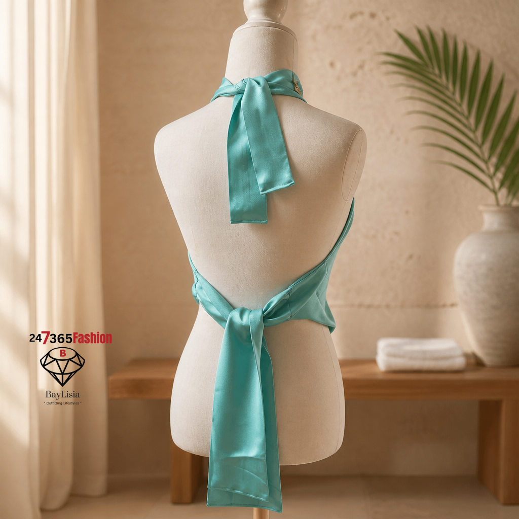 Designer Mint Green Halter Blouse  By BayLisia Ewing