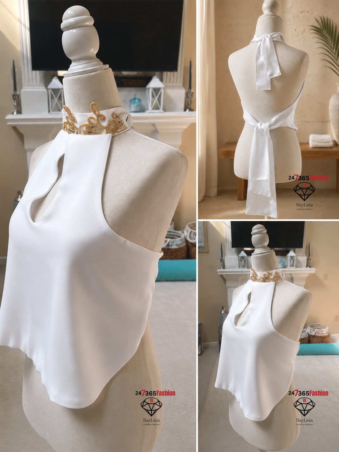 Designer Mint Green Halter Blouse  By BayLisia Ewing