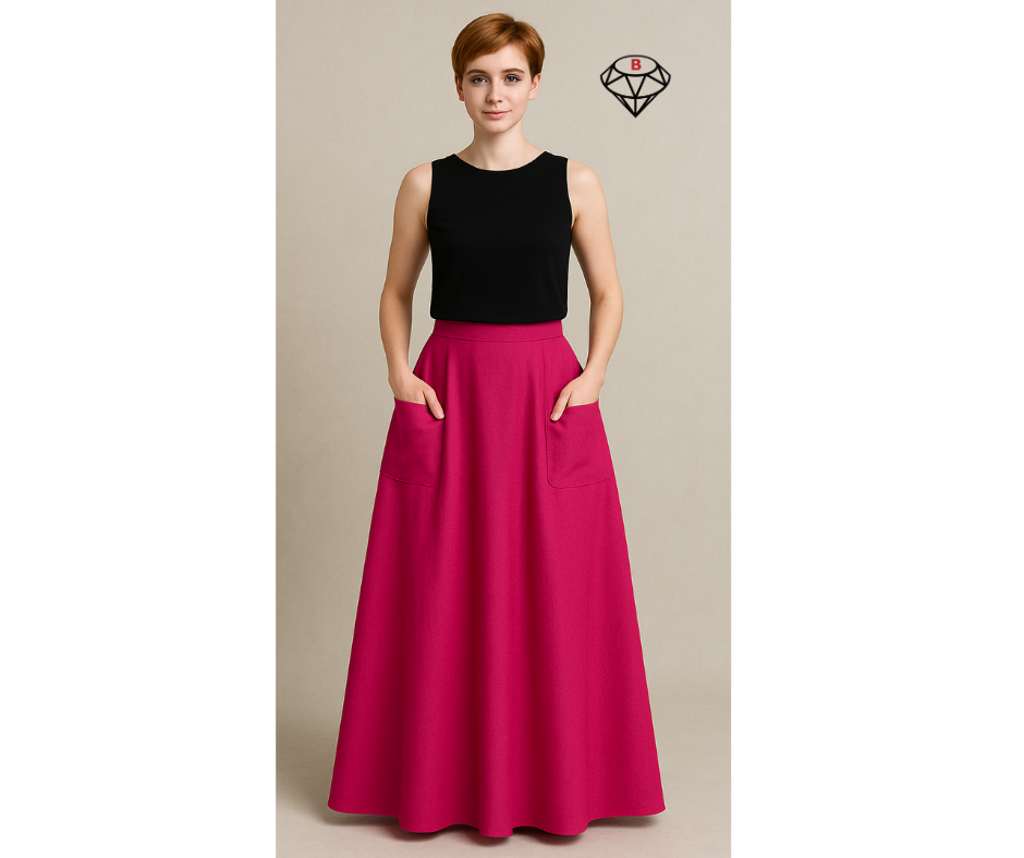 BayLisia Pink Designer Full Maxi Skirt Made in the USA