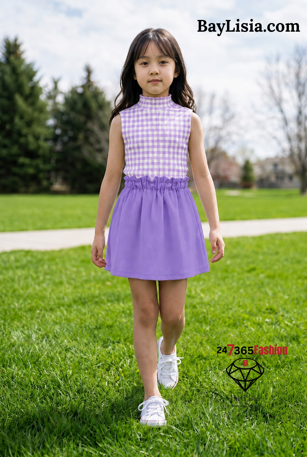 Children's Purple Paper-Bag Skirt Designer Kids Collection by BayLisia Ewing