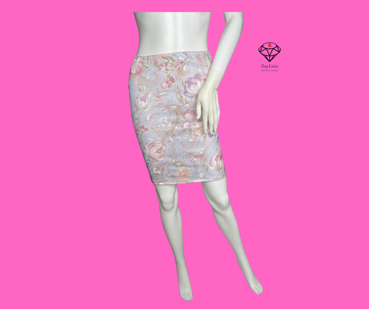 Painted Look Floral Skirt