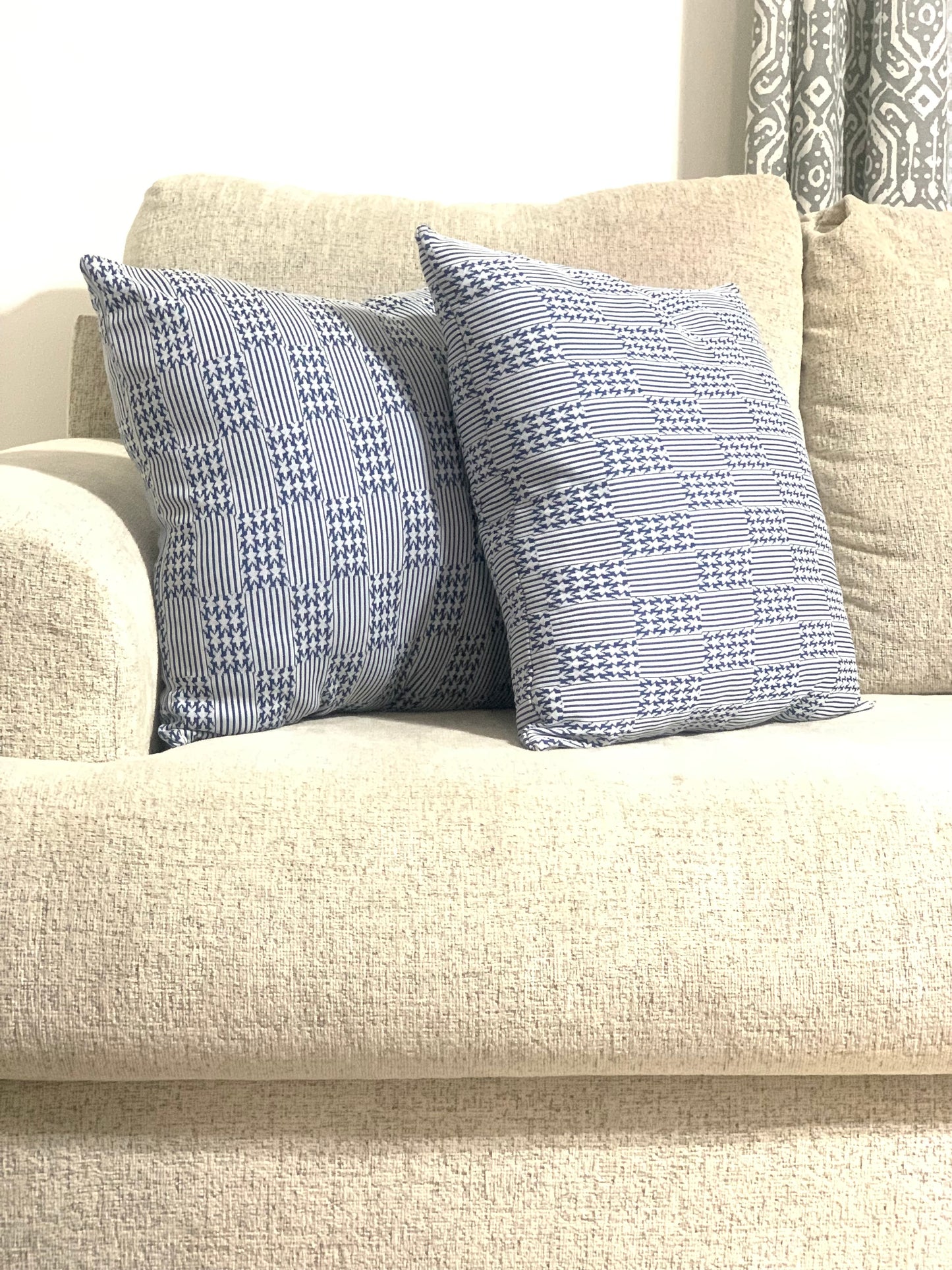 Blue and White Decorative Knit Pillows