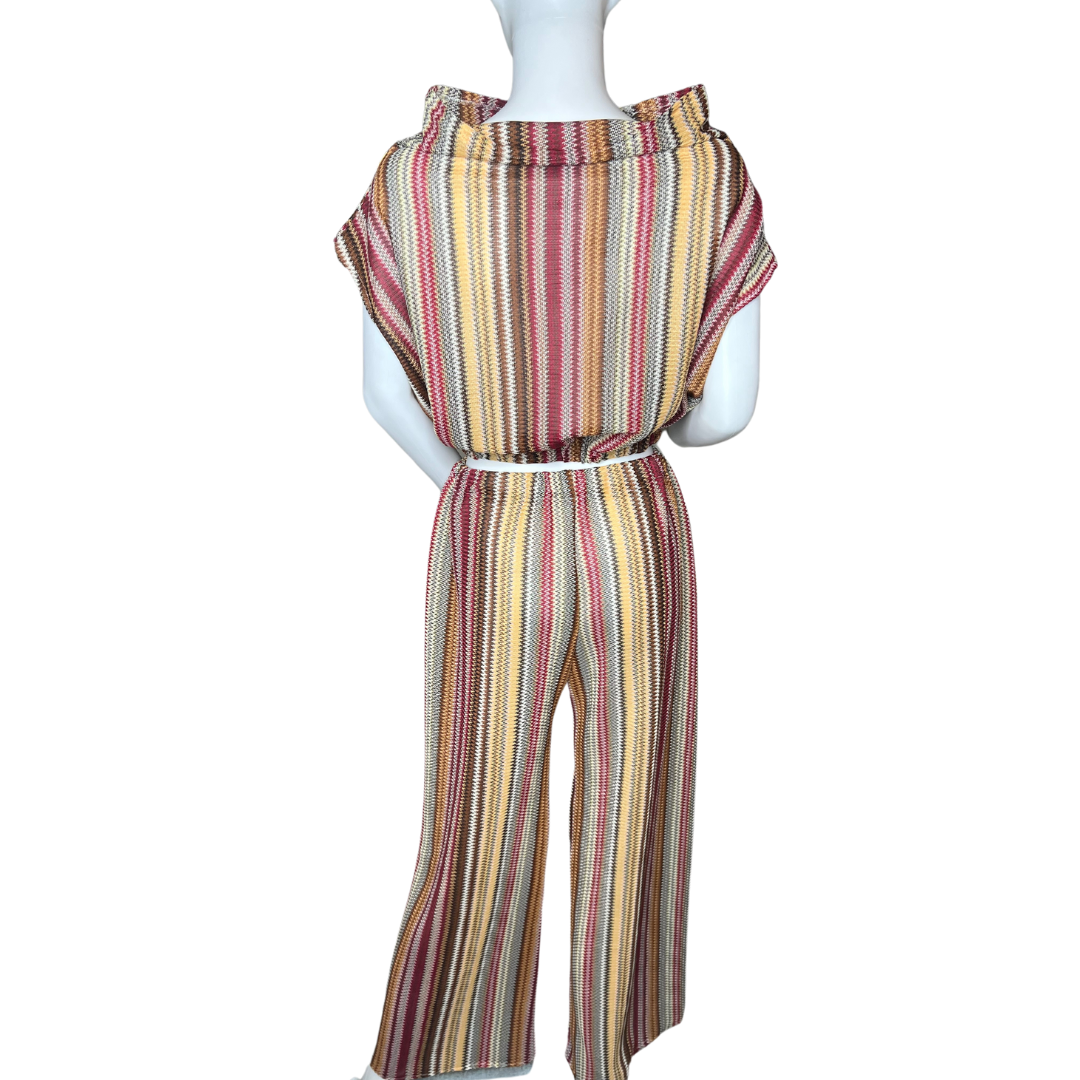 Zig Zag Stripe Fall 2 Pc. Wide Leg 3/4 length Pants Set