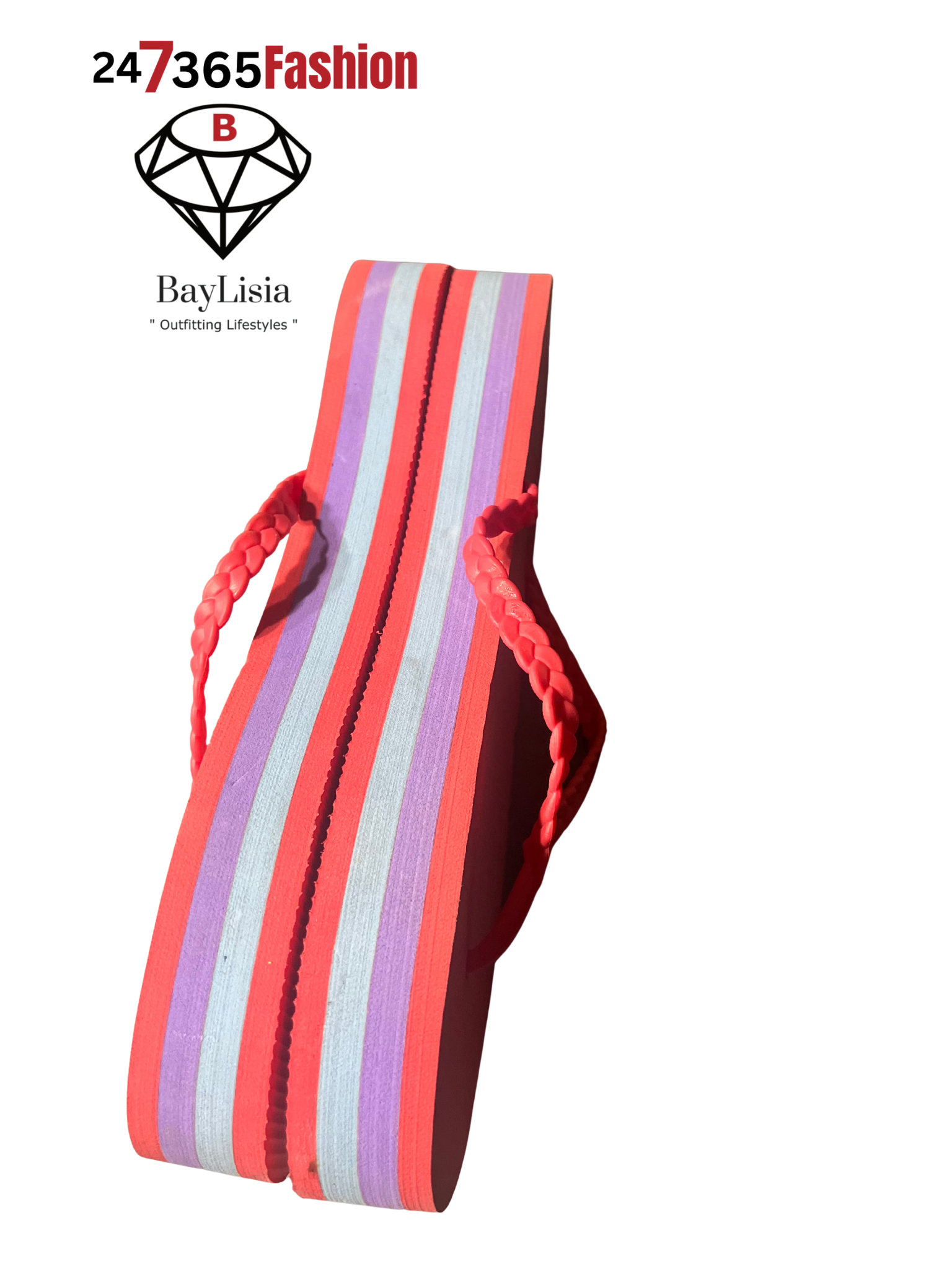 Red Braided Strap Platform Flip-Flops (Comfort Lift Sandals)