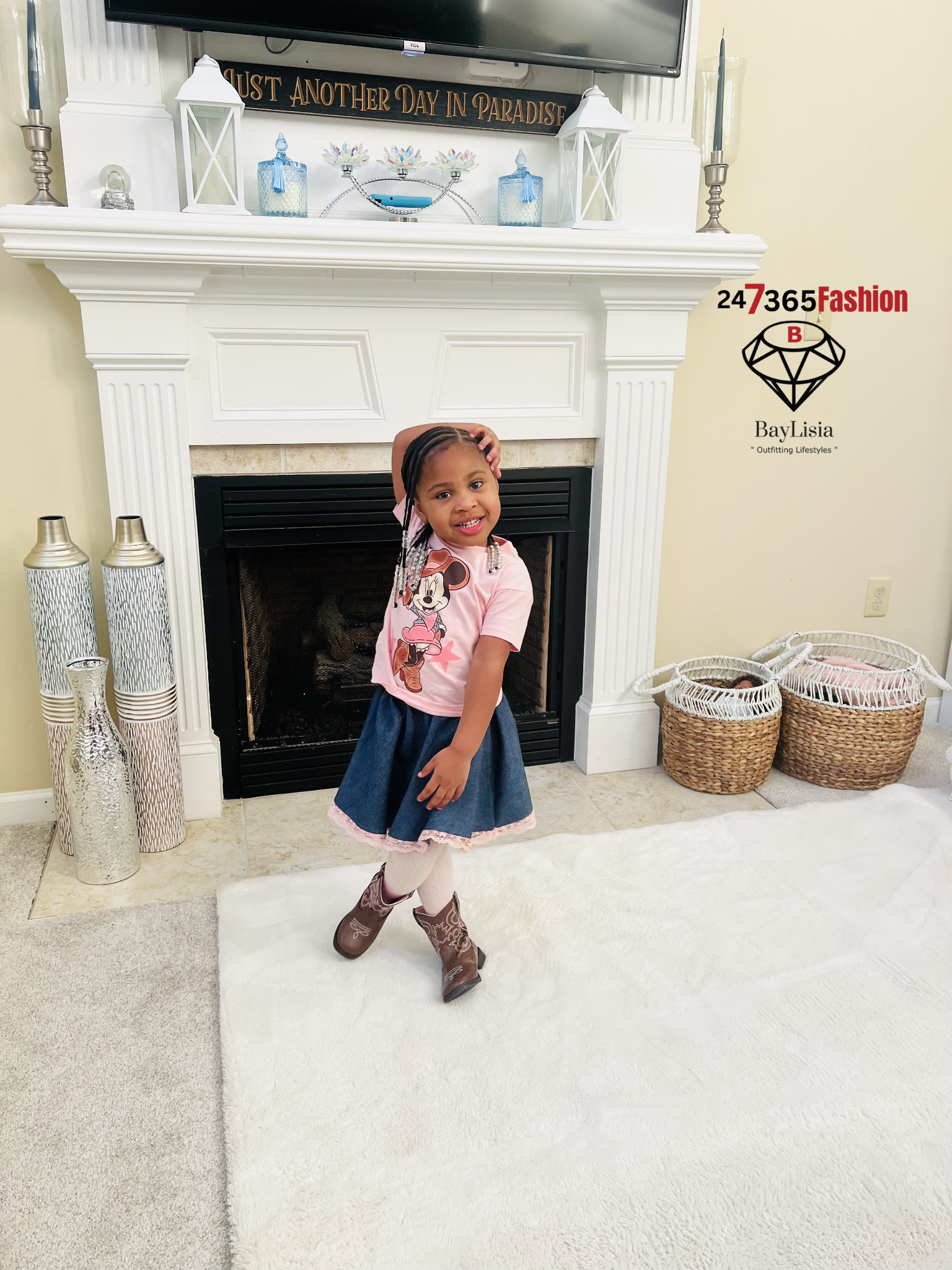 Spring /Summer Denim Skirt with Lace Hem (Elastic Waist) – Girls 5/6 Ready To Ship