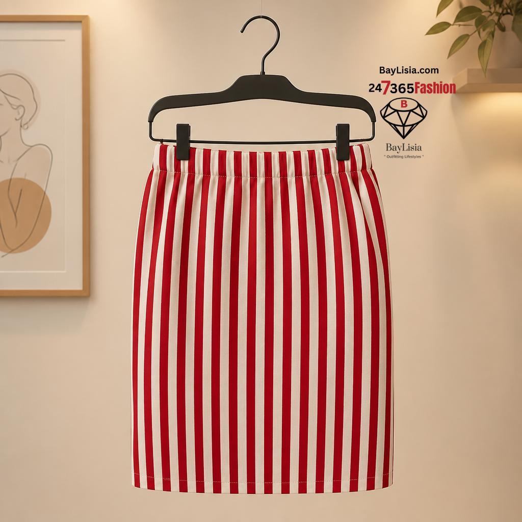 The Hollywood Stripe Cotton Pencil Skirt by BayLisia Ewing