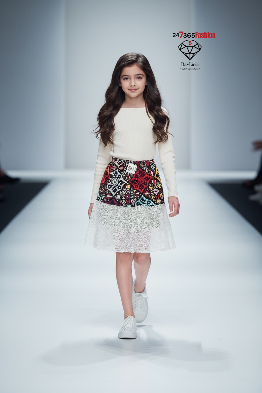Kids Patchwork Look Lace Skirt — Ready to Ship + Custom (Ships 24–48 Hrs)