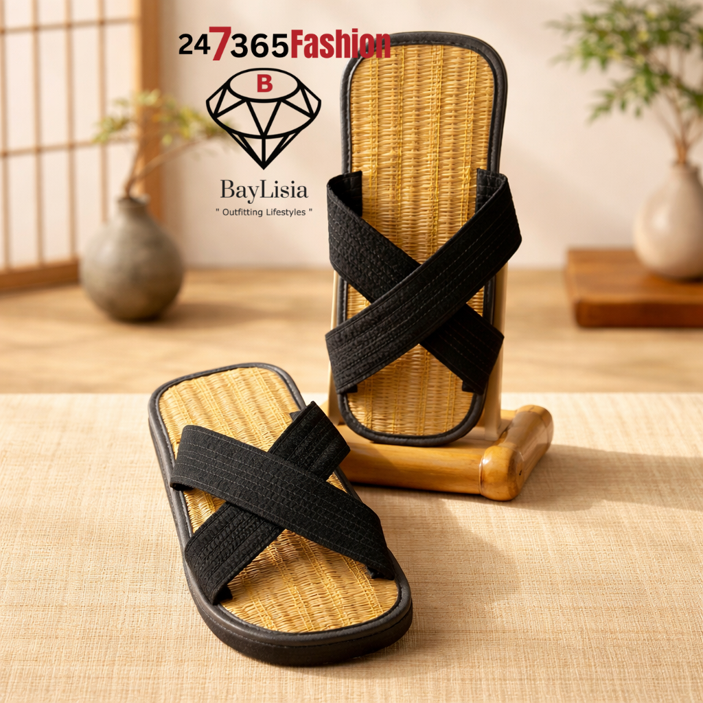 BayLisia 24/7/365 Woven Comfort Cross-Strap Slides (Black) Size Size 10