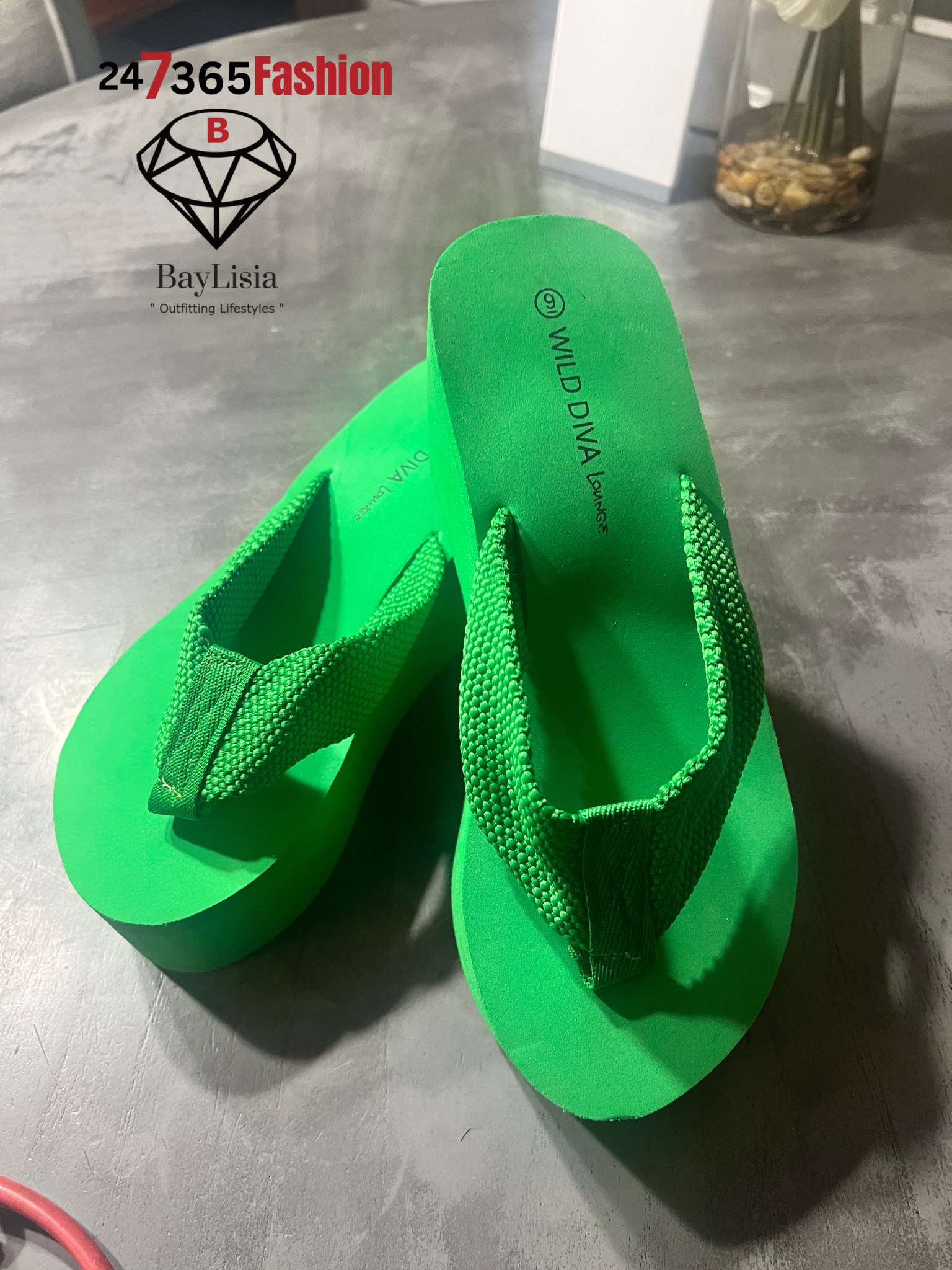Neon Green Platform Flip Flops (Size 9) — Wild Diva Lounge