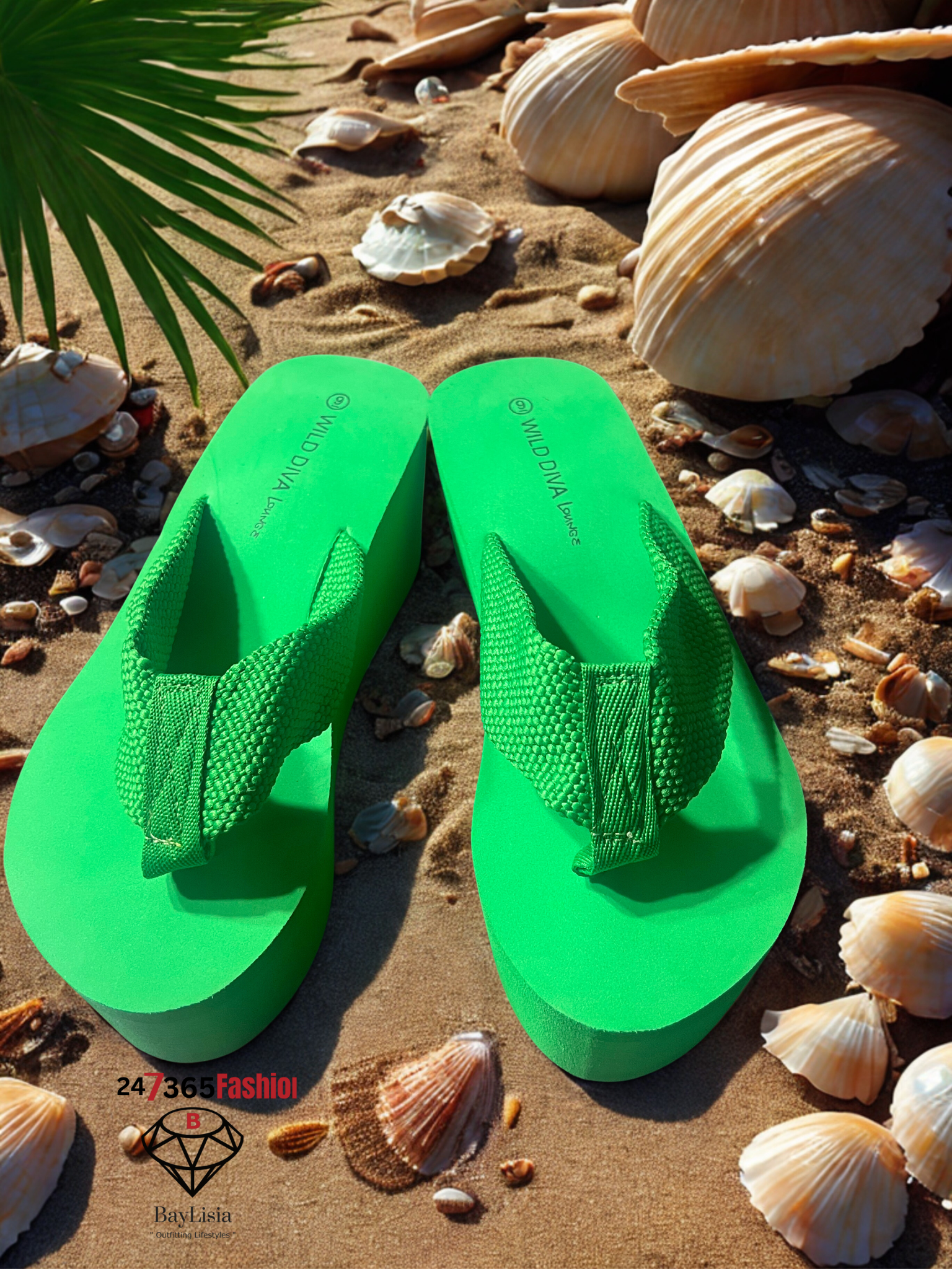 Neon Green Platform Flip Flops (Size 9) — Wild Diva Lounge