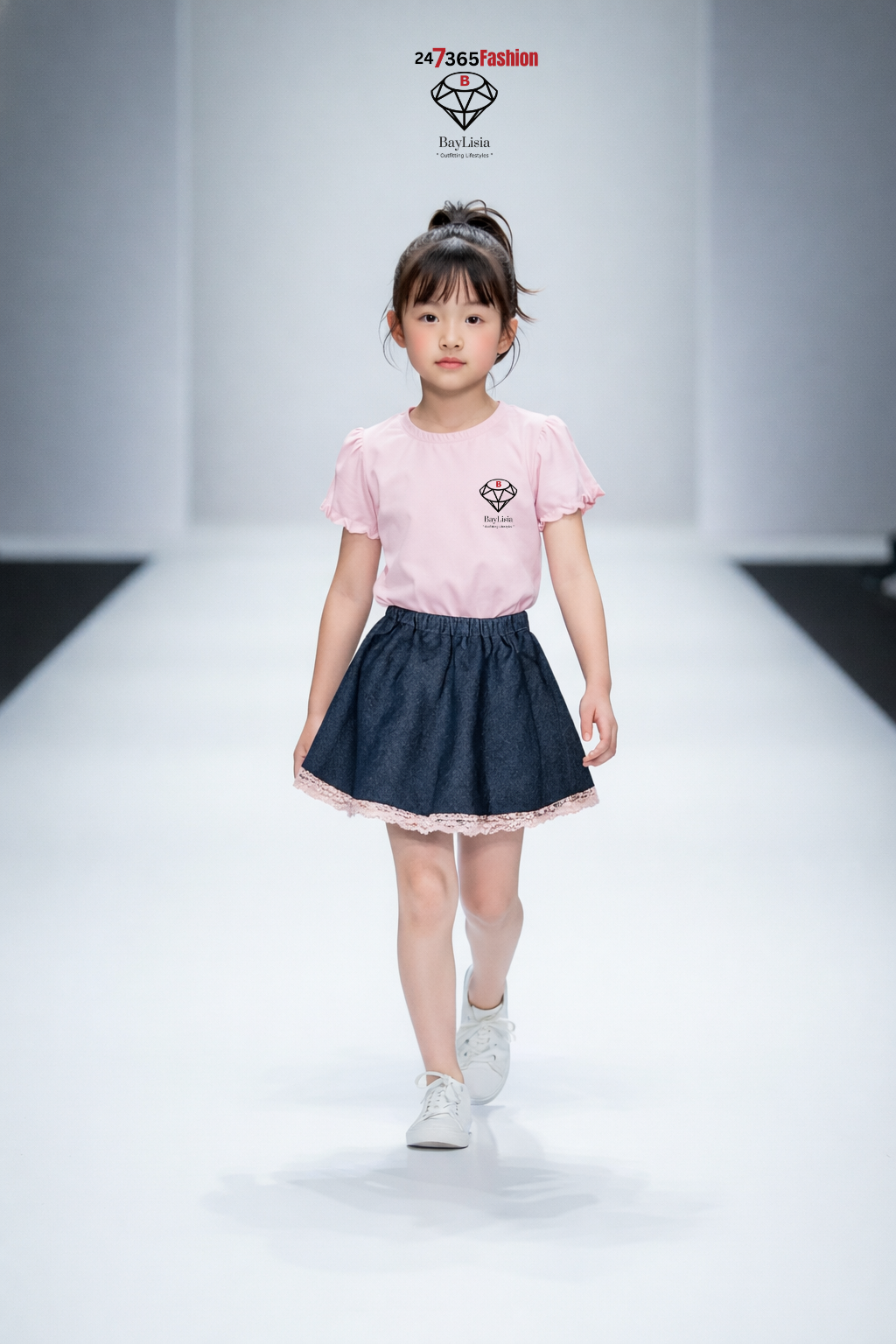 Spring /Summer Denim Skirt with Lace Hem (Elastic Waist) – Girls 5/6 Ready To Ship