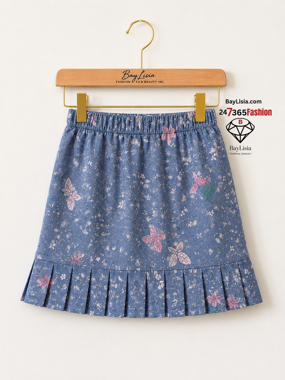 BayLisia Girls Floral Cotton Skirt With Pleated Hemline