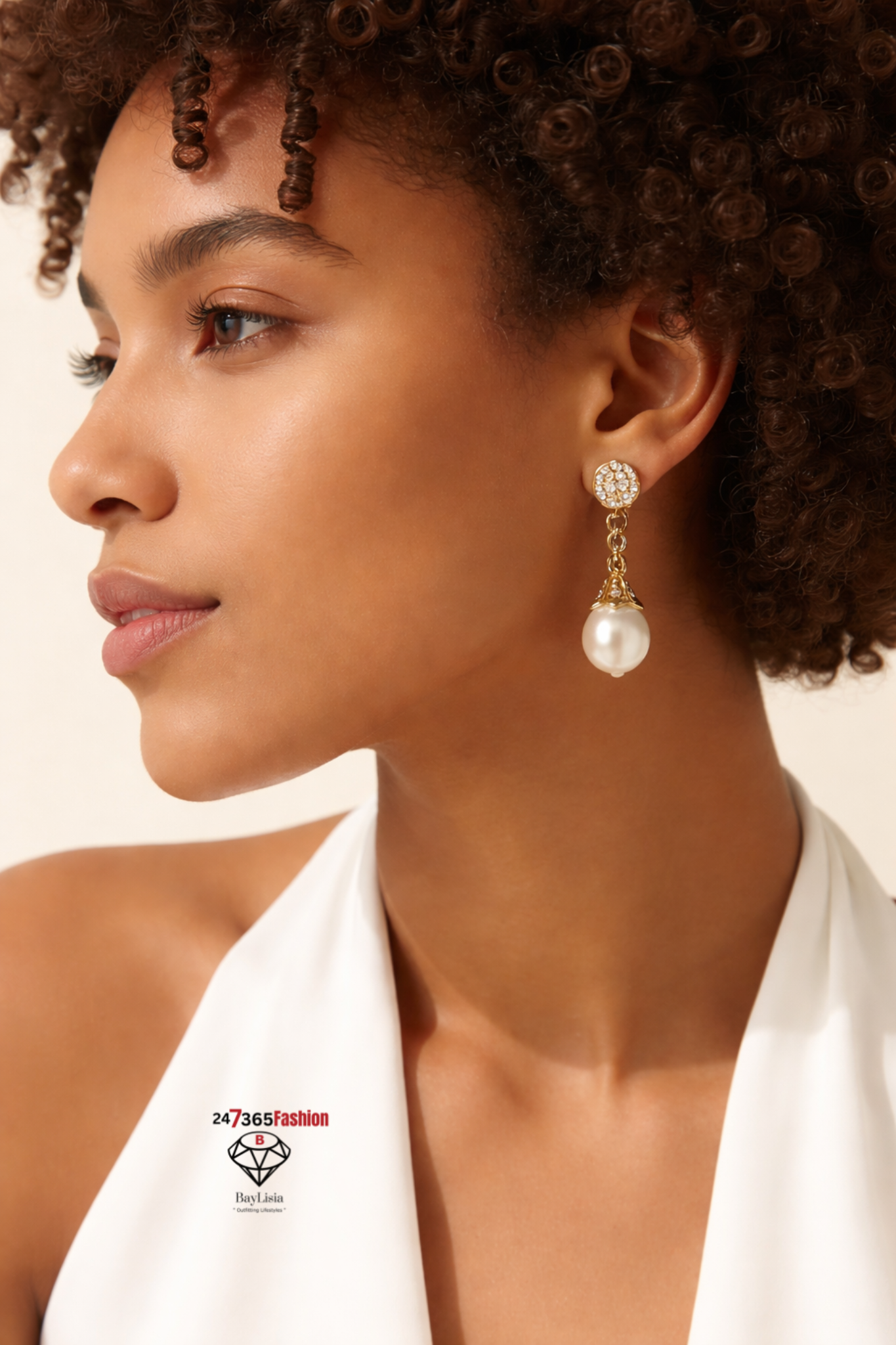 Gold Pearl Drop Earrings | Classic Sparkle Studs