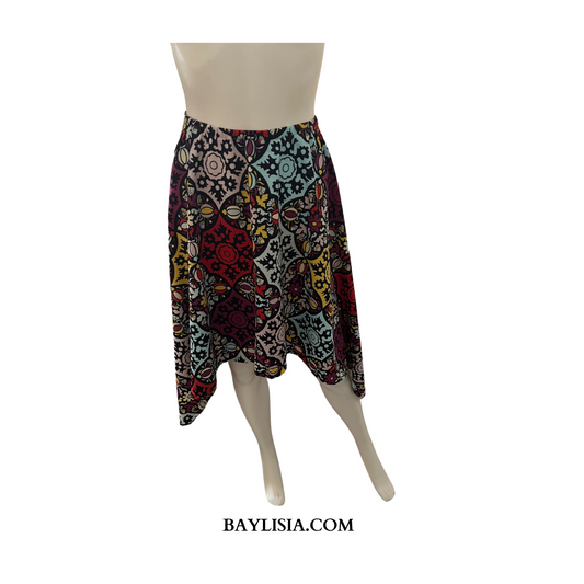 Asymmetrical Cut Floral Skirt