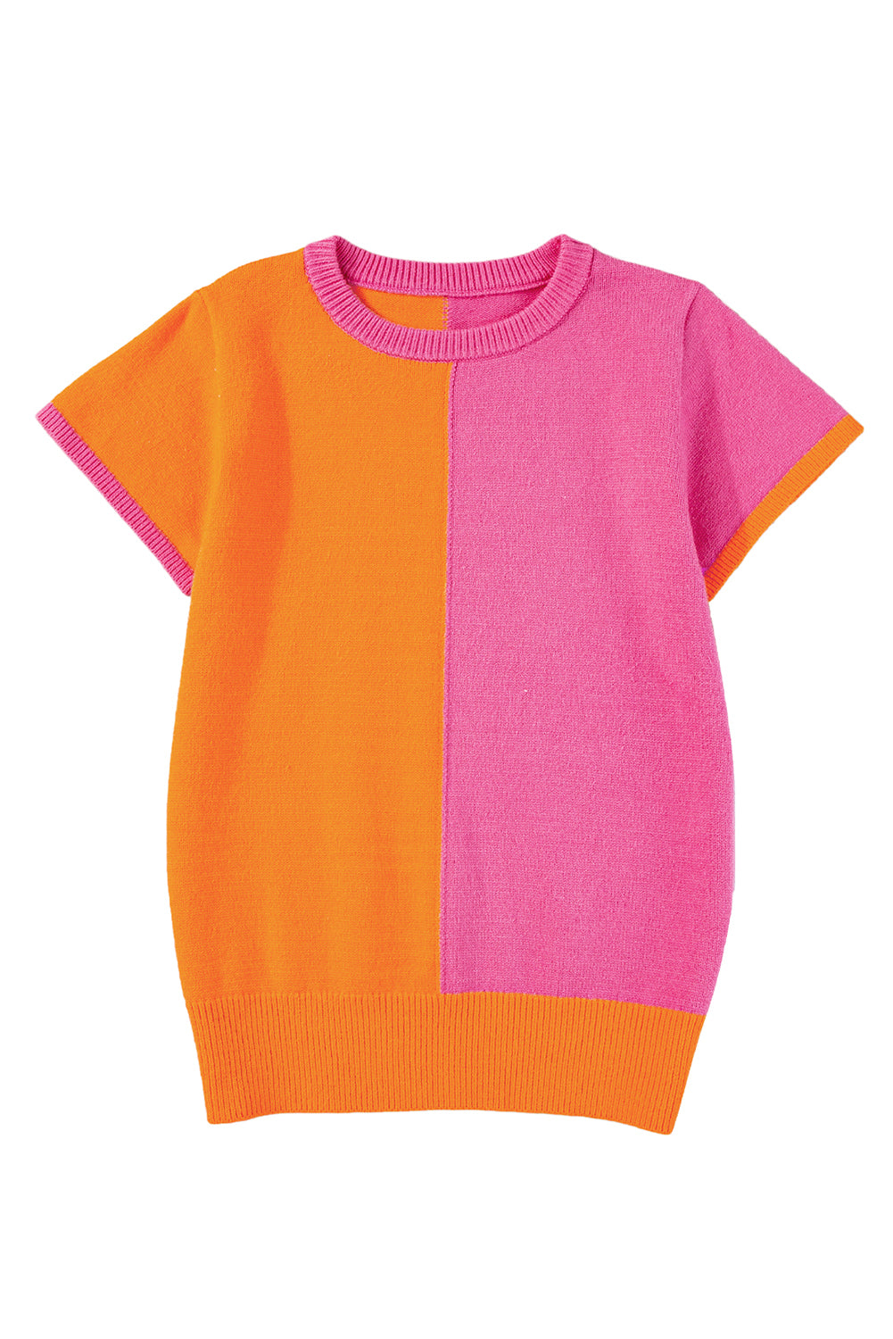 Flamingo Color Block Knit Cap Sleeve Top