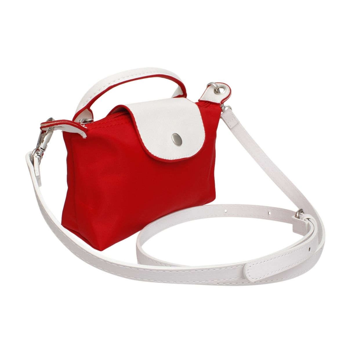 Red Nylon Mini Pouch Handle Strap