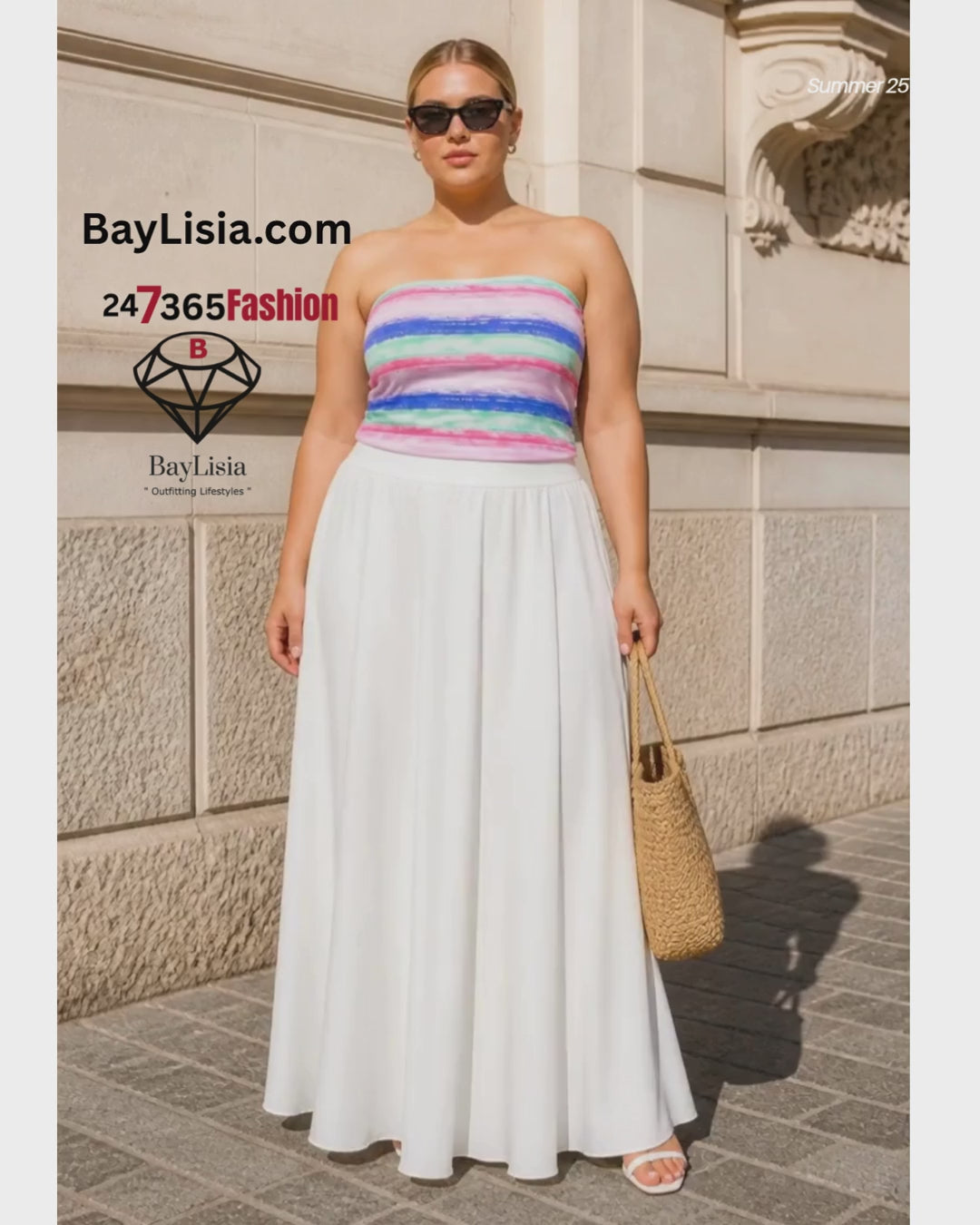 White A-Line Skirt | Elegant Women's Skirt by BayLisia