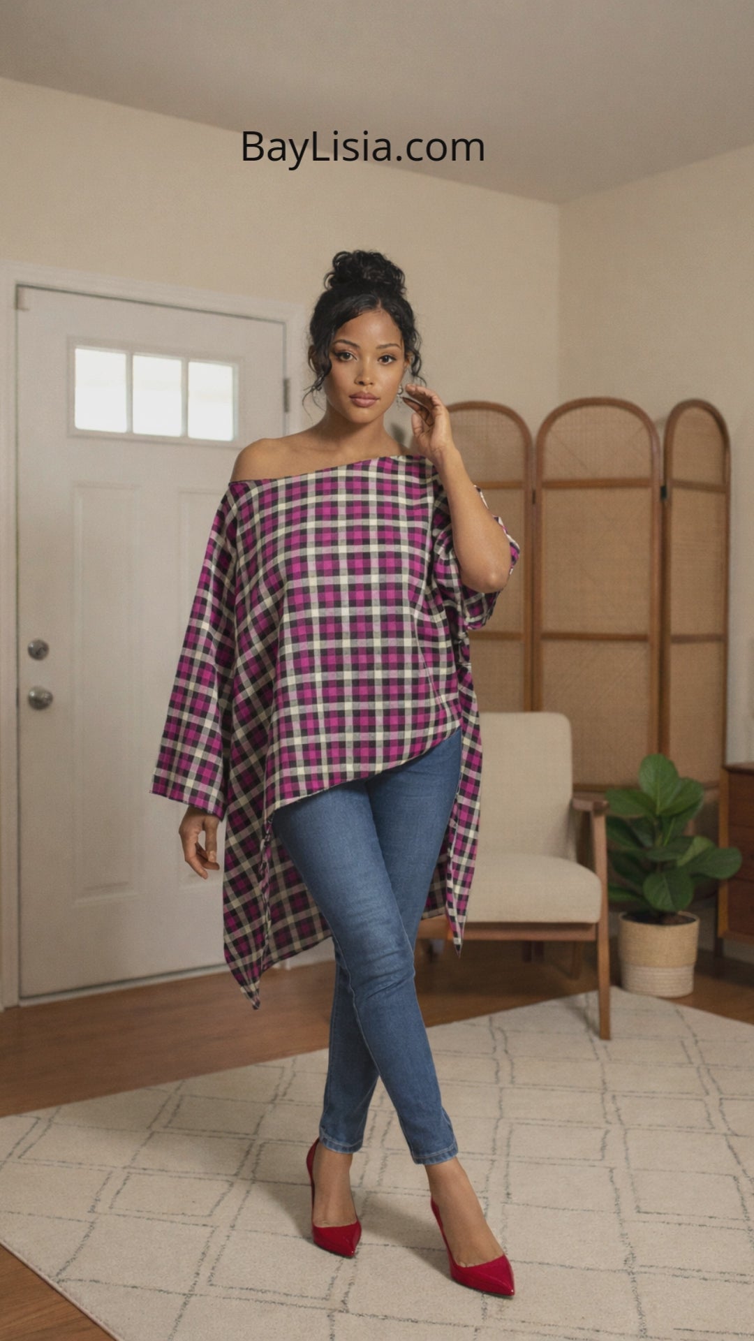 Off-Shoulder Asymmetrical Blouse | Poly-Cotton Blend- Ready to Ship